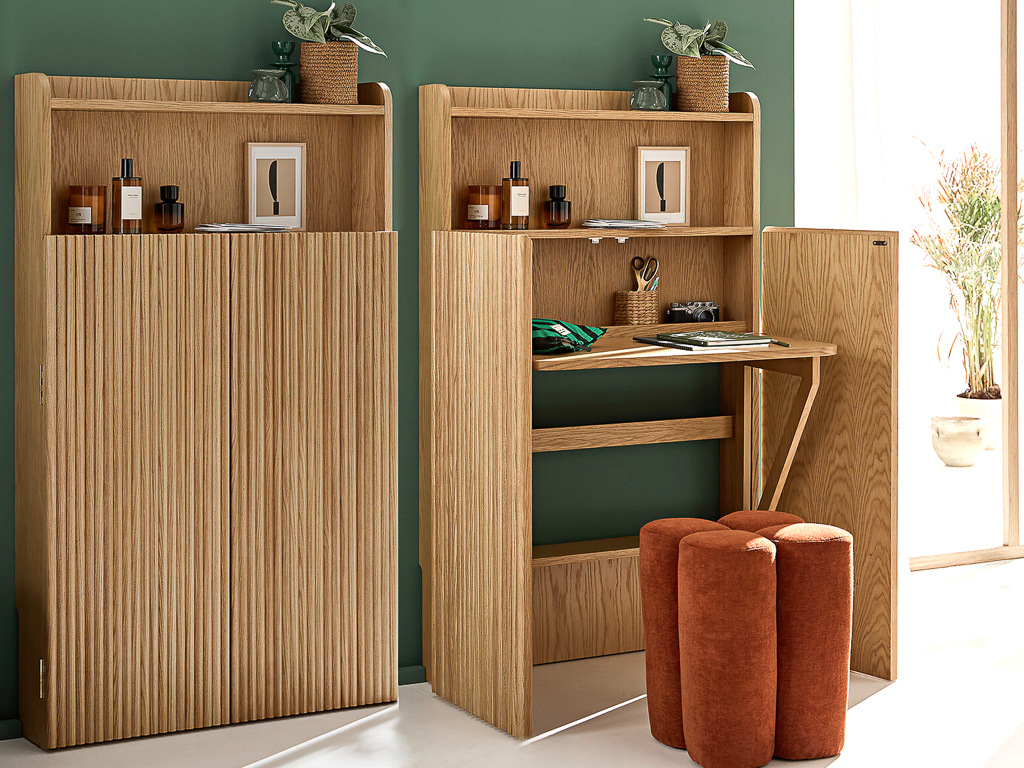 bureau étagère escamotable
