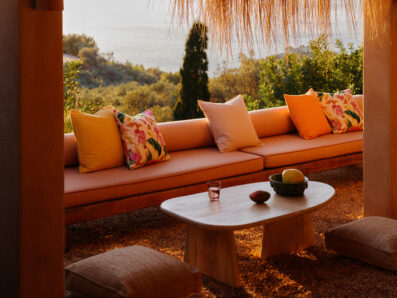 décoration jardin orange et vert