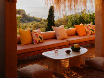 décoration jardin orange et vert
