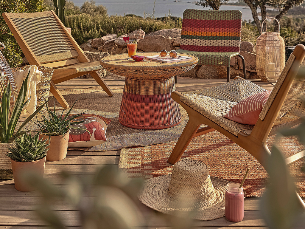 décoration jardin orange et vert