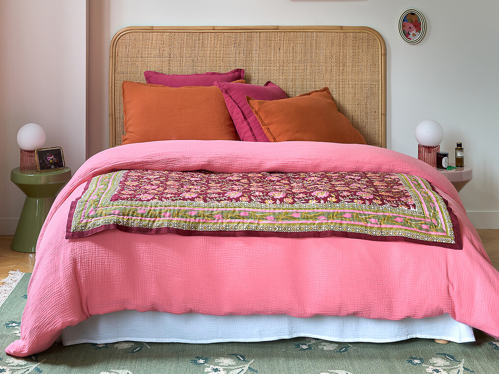 décoration vert orange et rose chambre