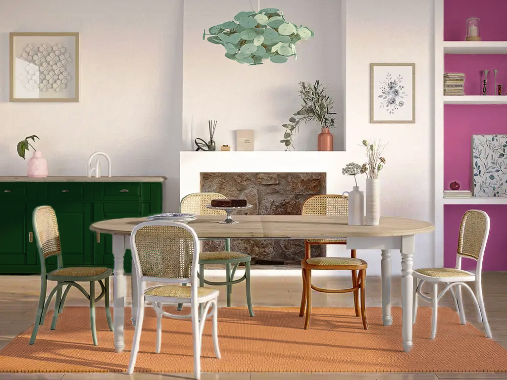 décoration vert orange et rose maison
