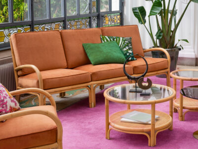 décoration vert orange et rose salon