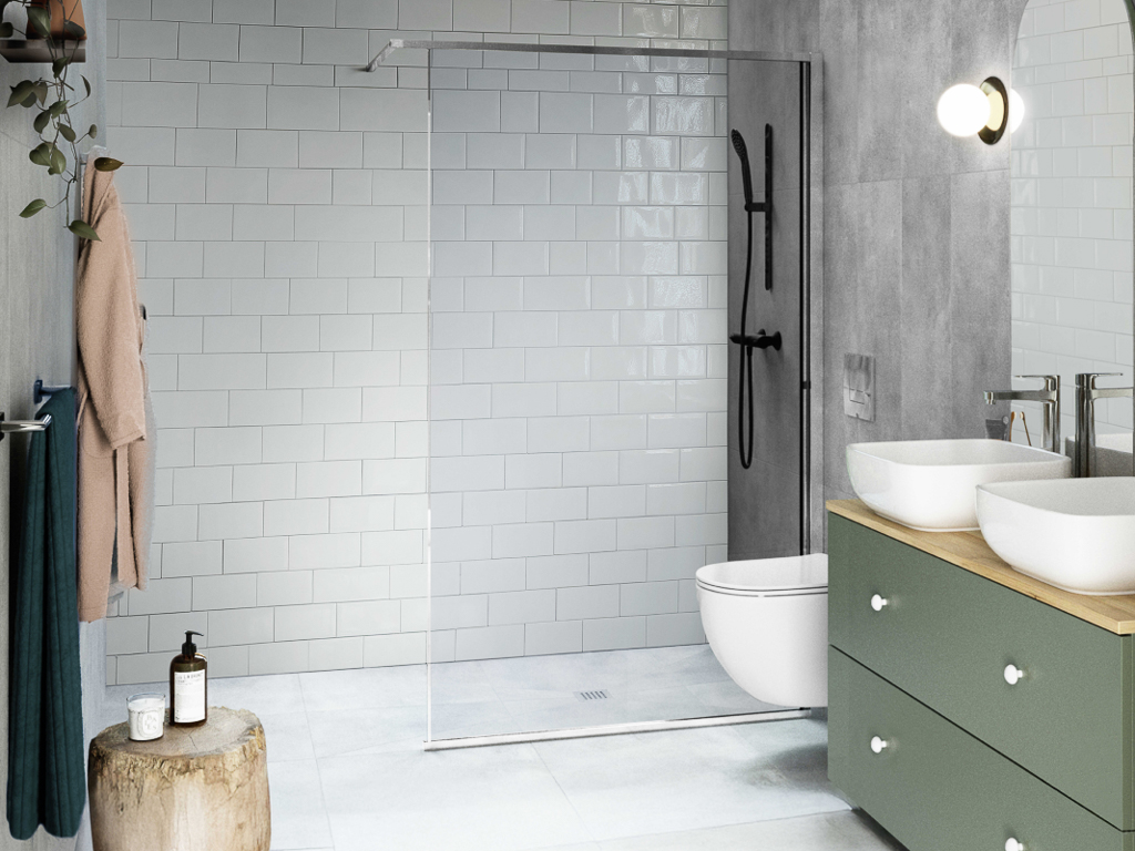 paroi de douche avec raclette intégrée