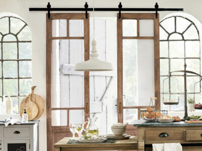 porte coulissante vitrée vintage en bois