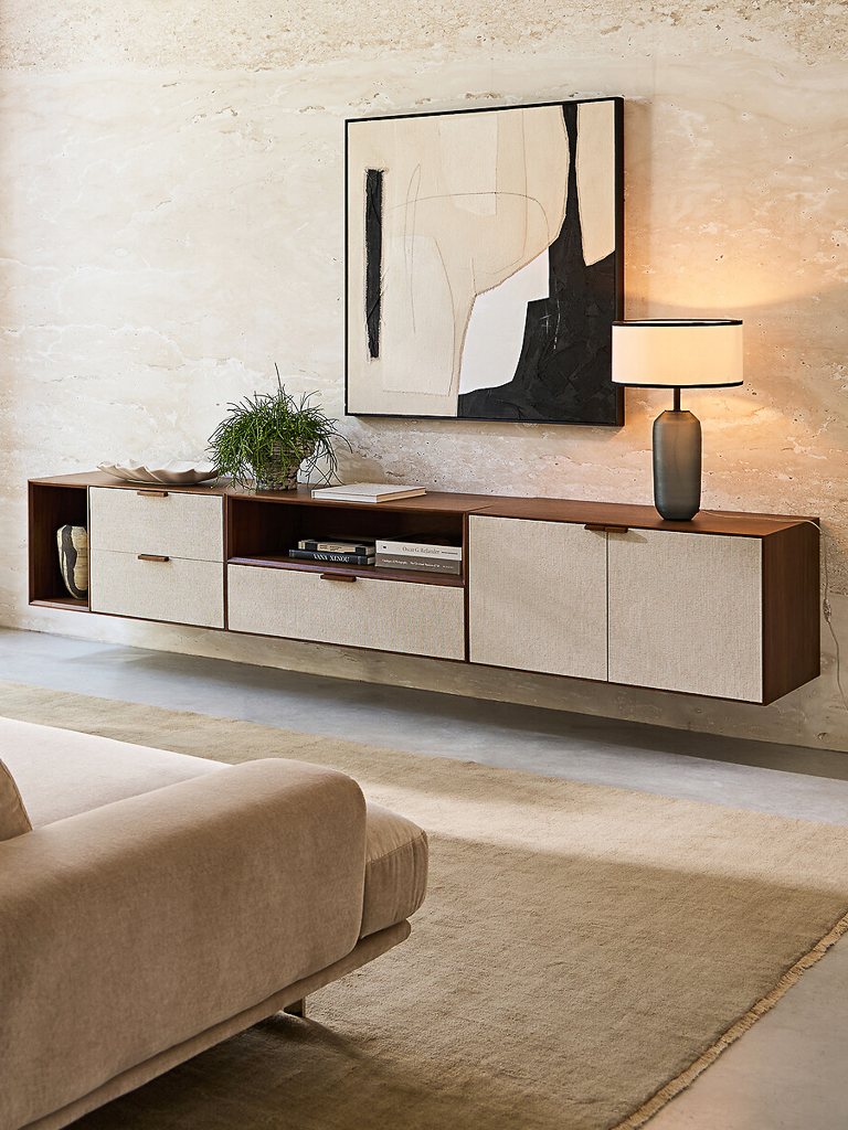 meuble tissu et bois tendance déco 2025