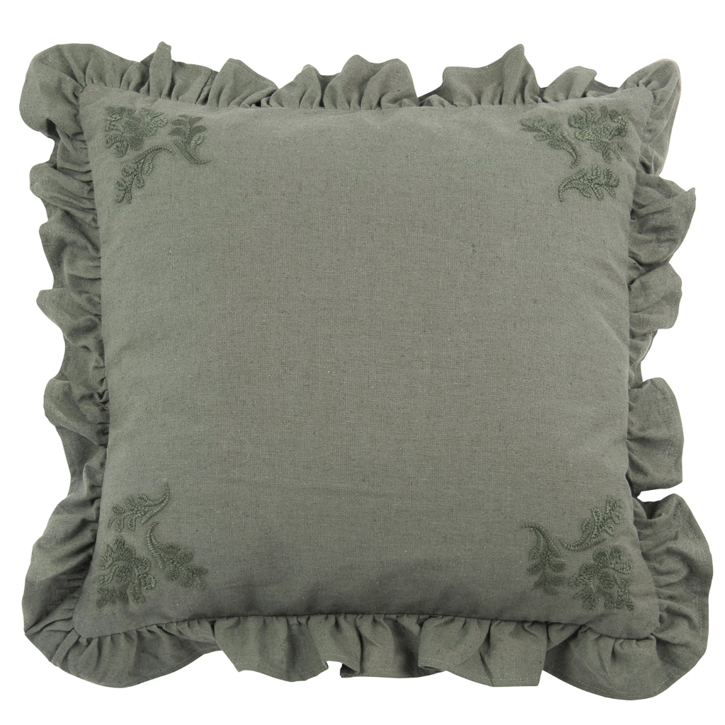 coussin kaki à volants style campagne vintage