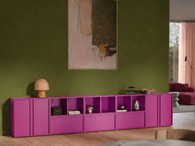 meuble de rangement rose fuchsia