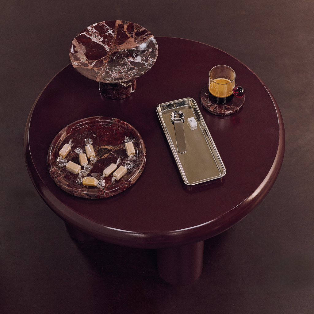 table basse ronde bordeaux