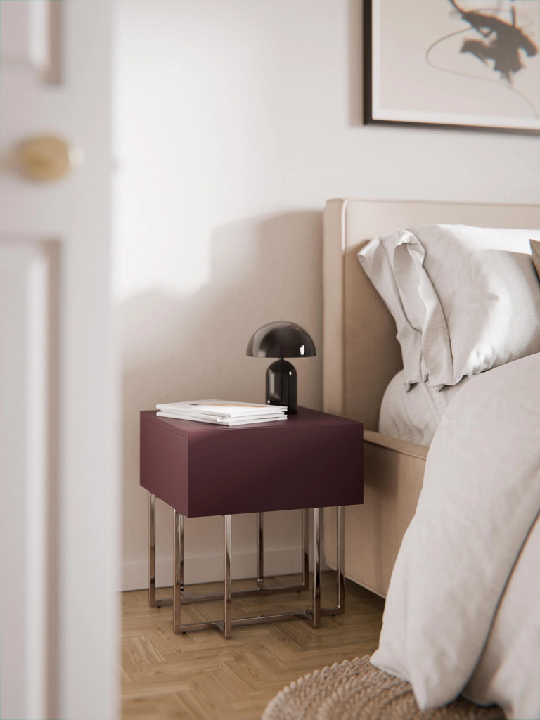 table de chevet couleur bordeaux