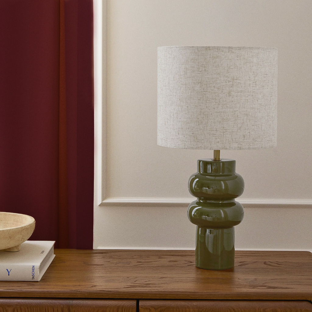 lampe en céramique vert olive
