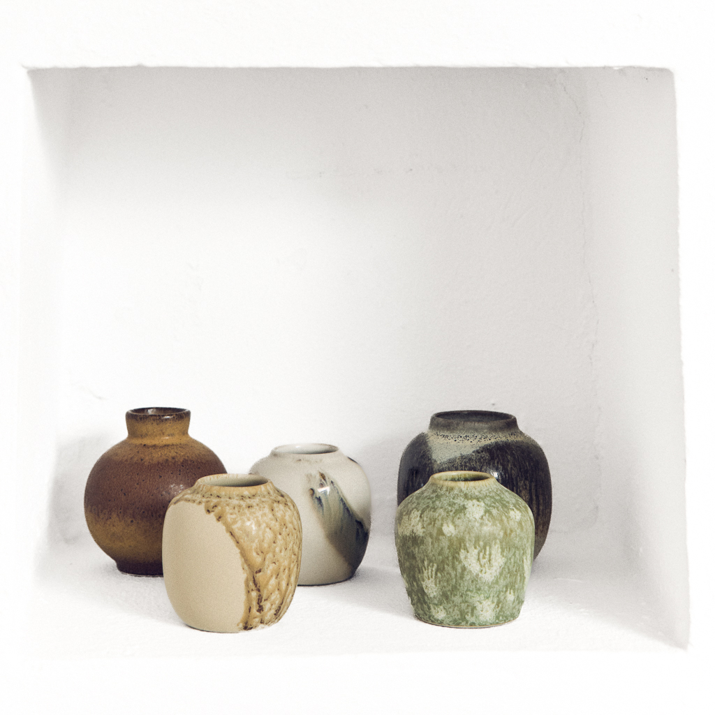 petits vases vintage en grès