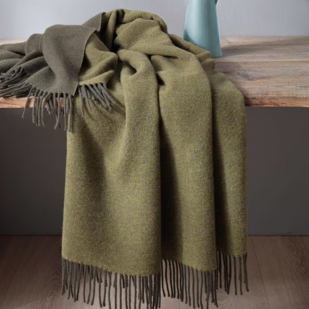 plaid en cachemire vert olive
