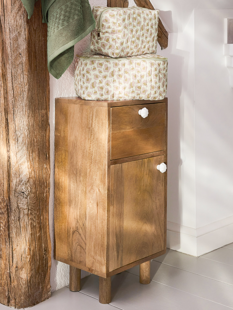 petit meuble de salle de bain vintage en bois