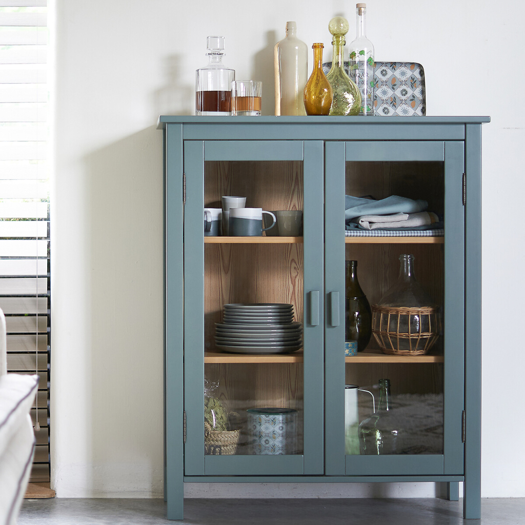 buffet vitrine vert sauge