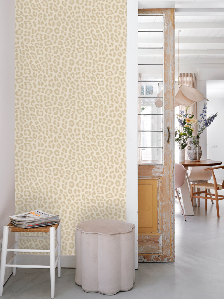papier peint léopard beige