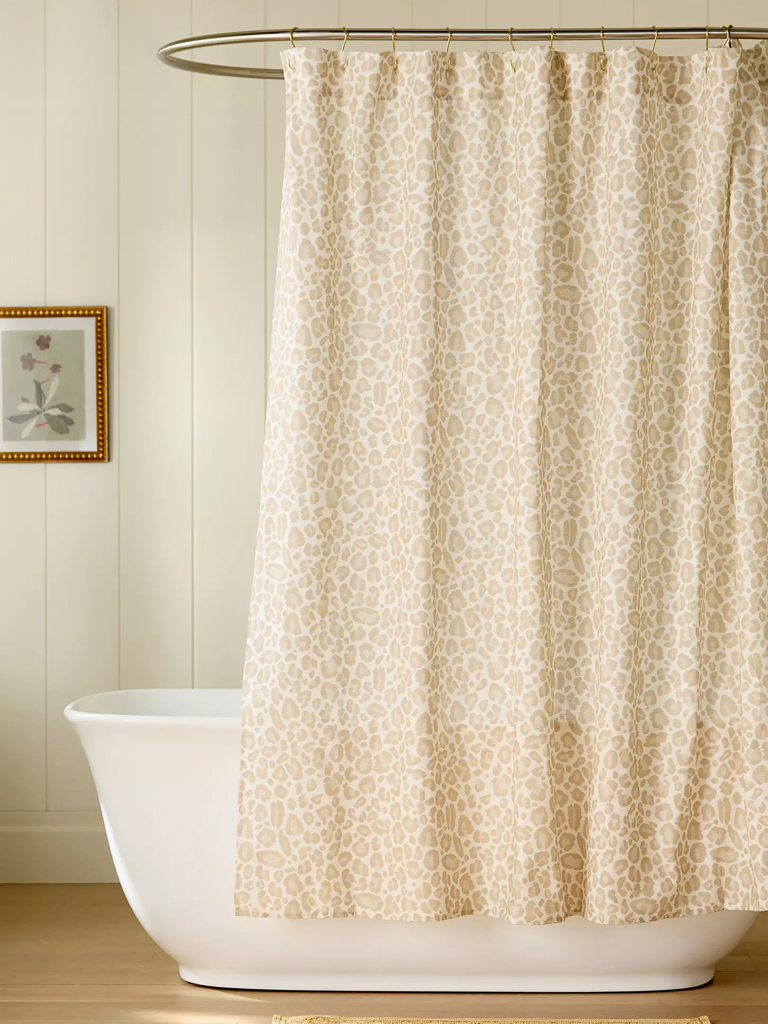 rideau de douche léopard beige