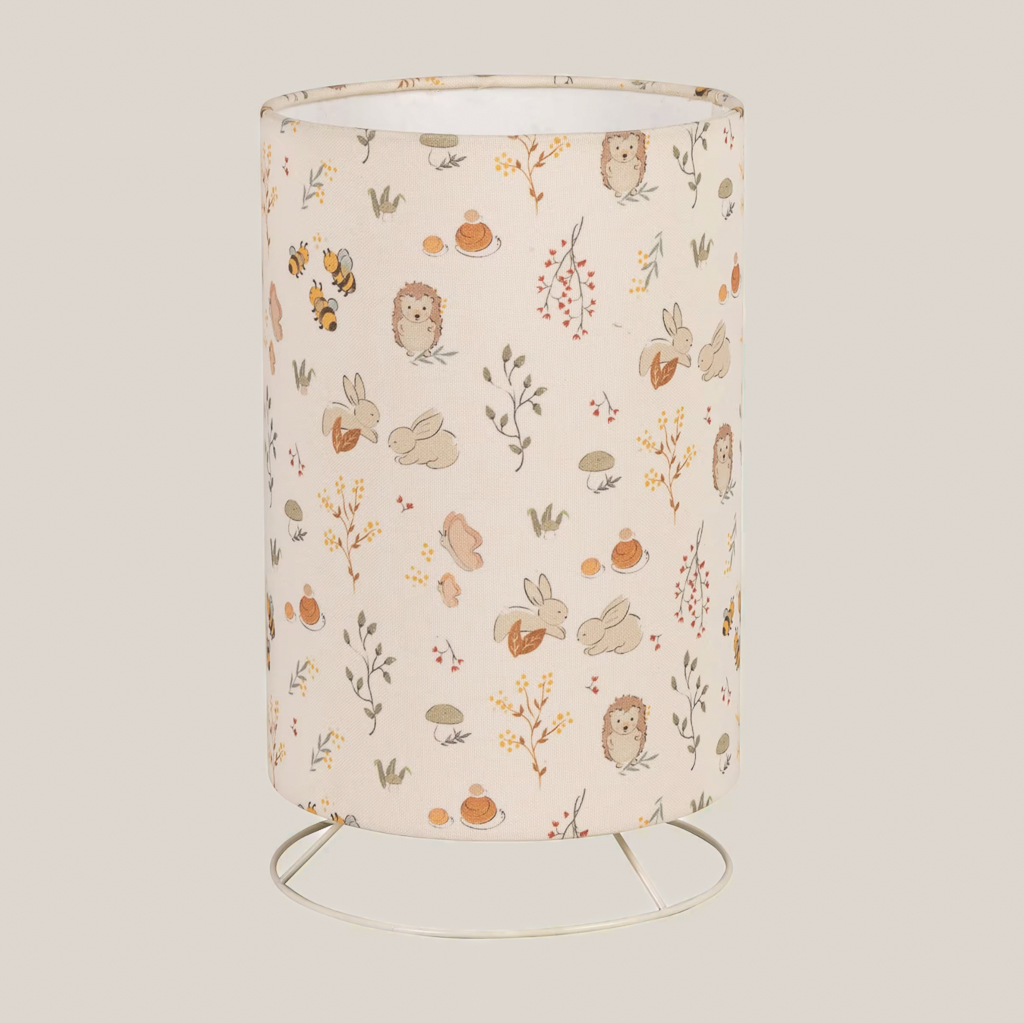 lampe pour enfant en métal et tissu motif animaux de la forêt