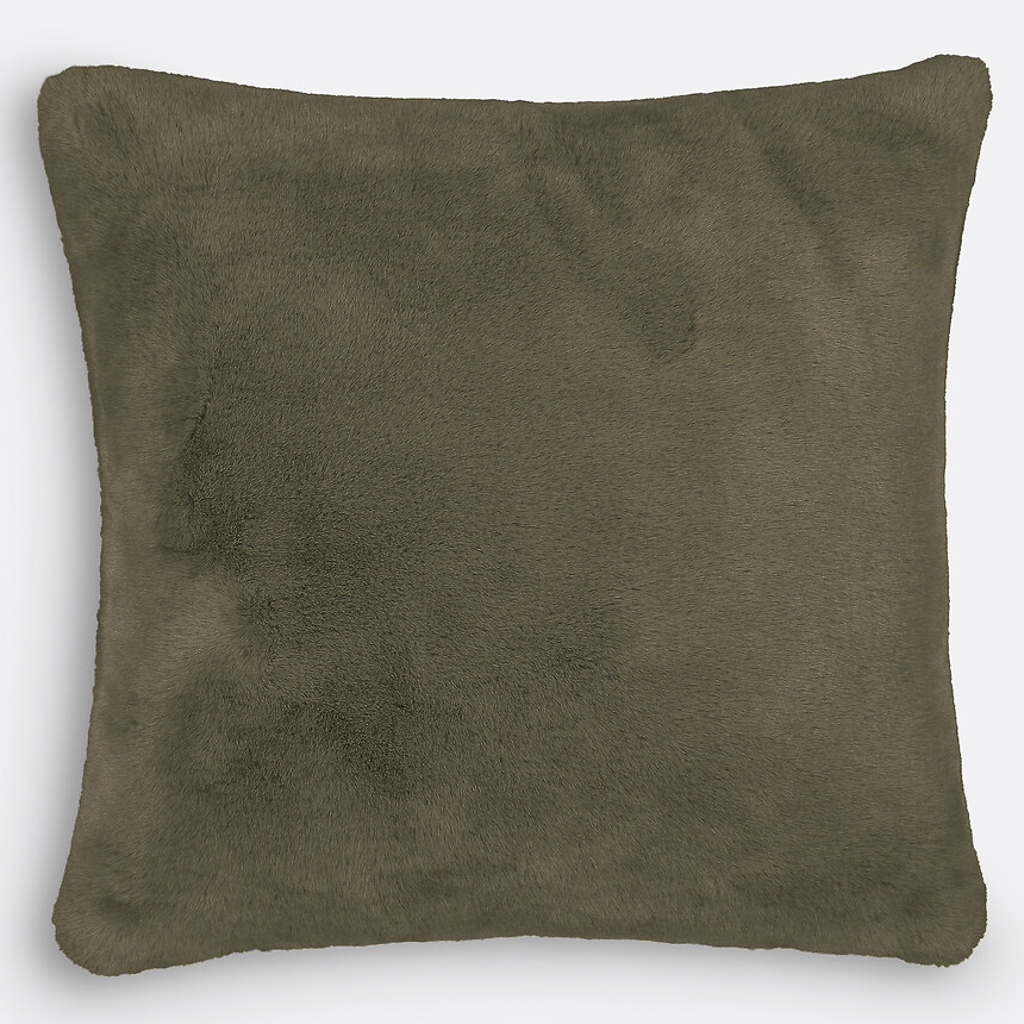 coussin en fausse fourrure kaki