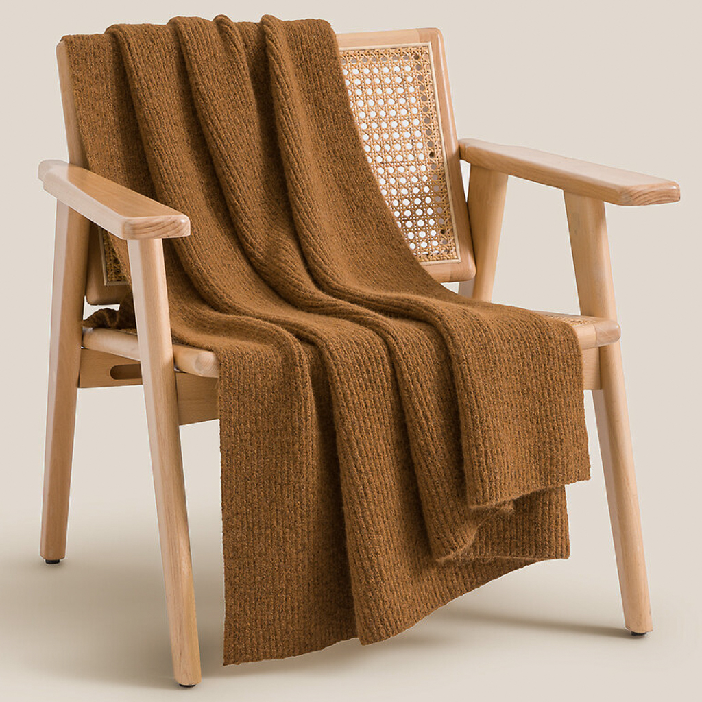 plaid tricot couleur tabac