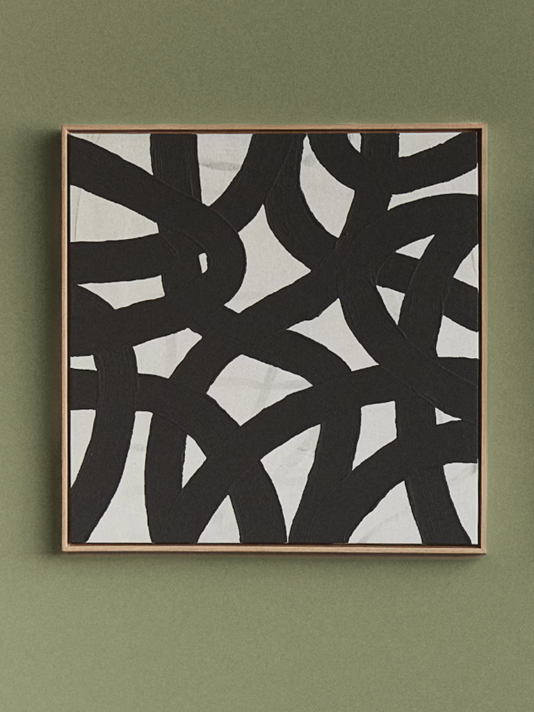 Tableau abstrait noir et blanc joli place shop