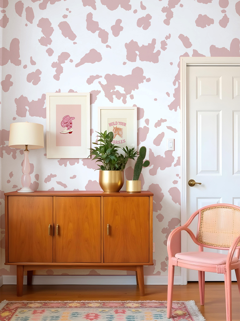 papier peint peau de vache rose