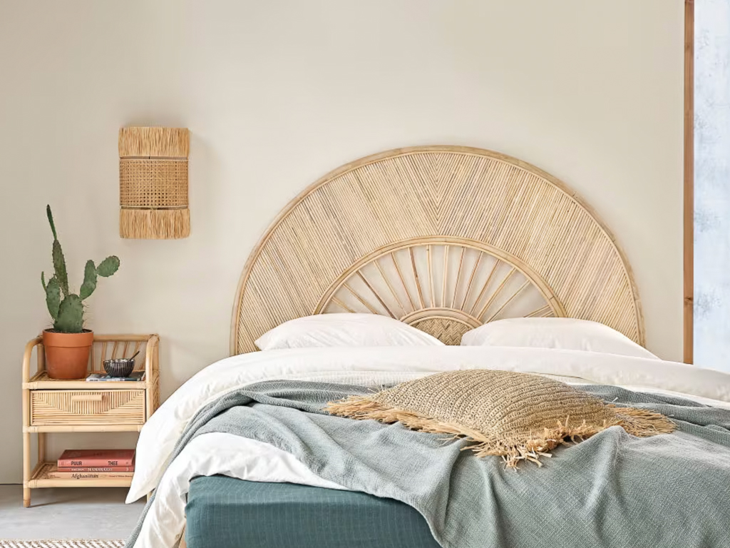 tête de lit arche en rotin