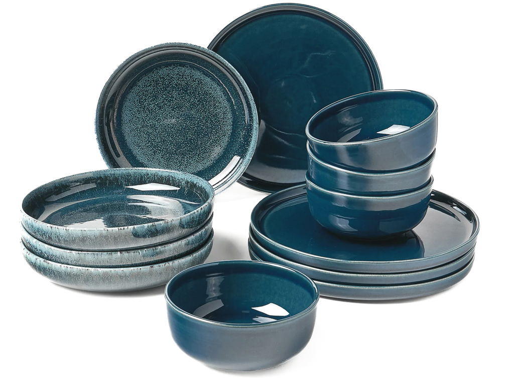 service de table bleu paon