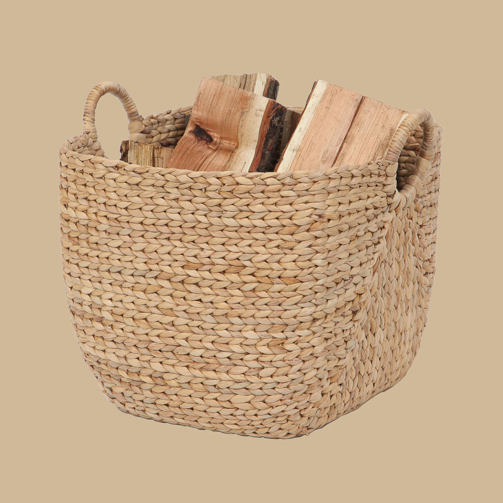panier à bûches en fibres naturelles