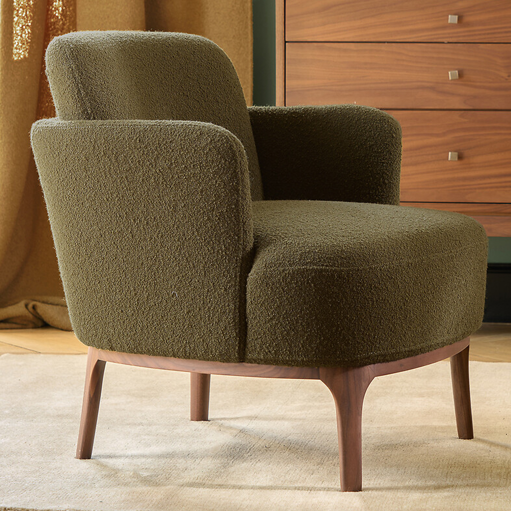 salon mid century fauteuil vert olive