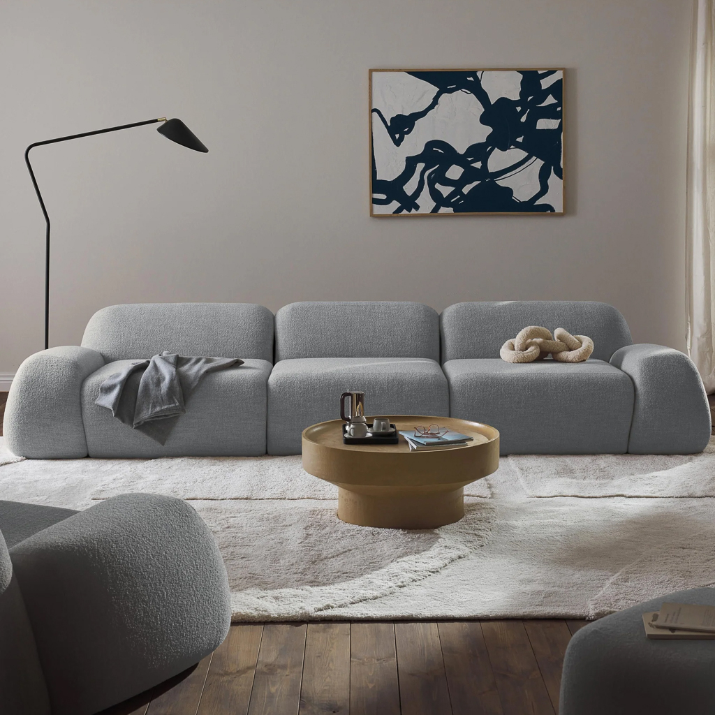 canapé modulable moelleux bleu ciel