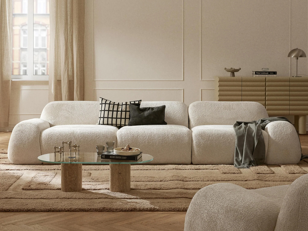 canapé modulable moelleux beige