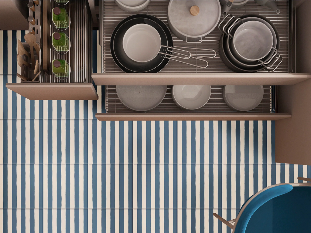 carrelage à rayures verticales cuisine