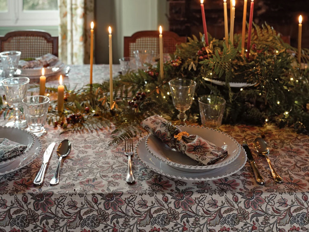 nappe de noël fleurie