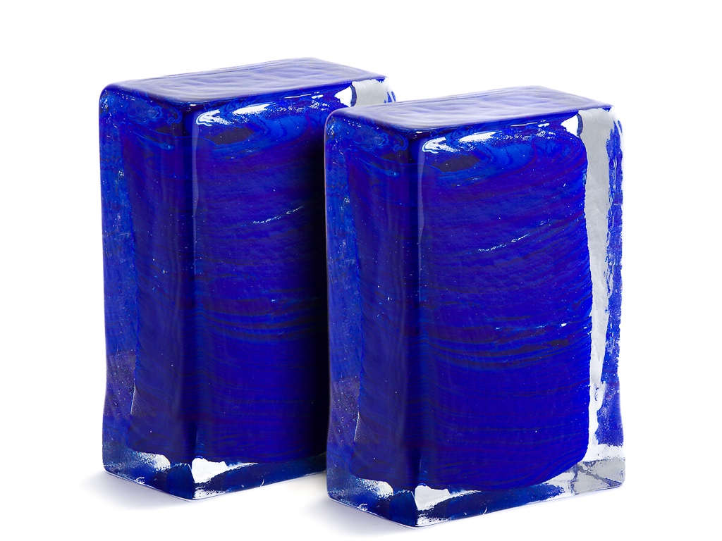 serre-livres en verre bleu électrique