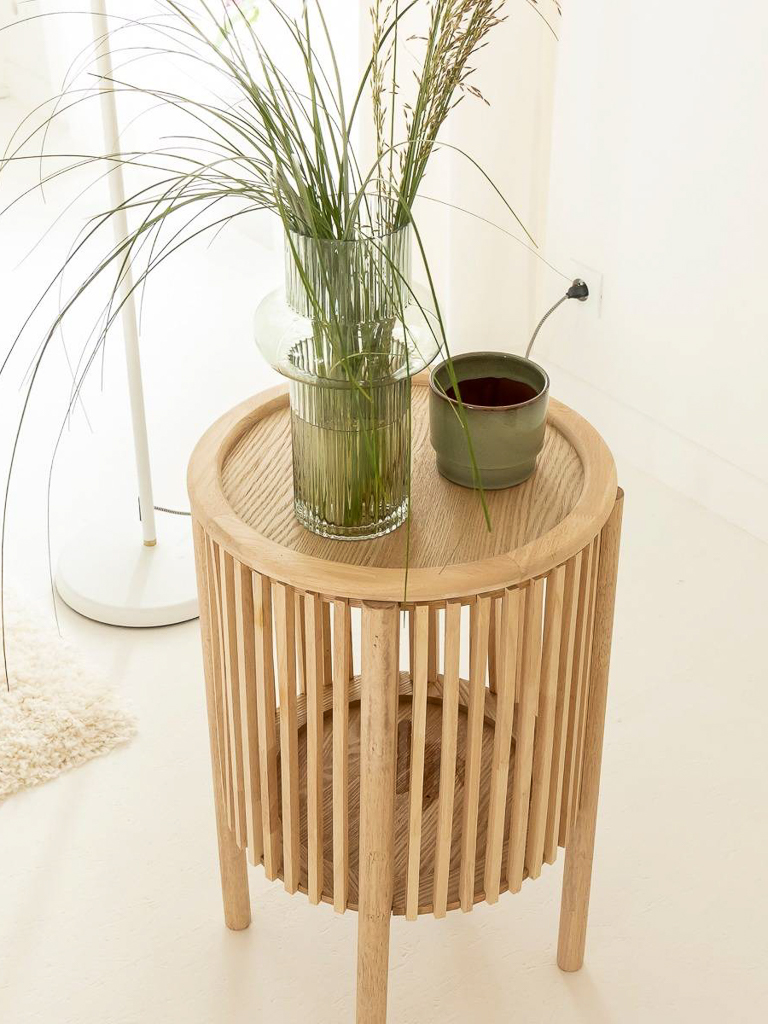 table de chevet cylindrique bois