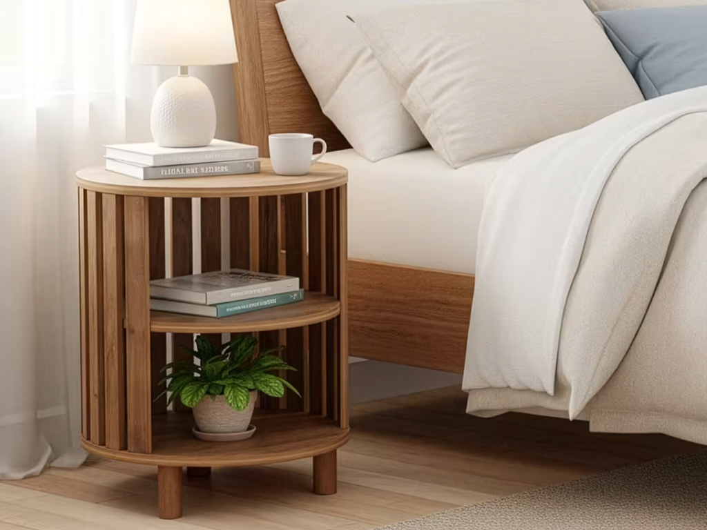 table de chevet cylindrique bois