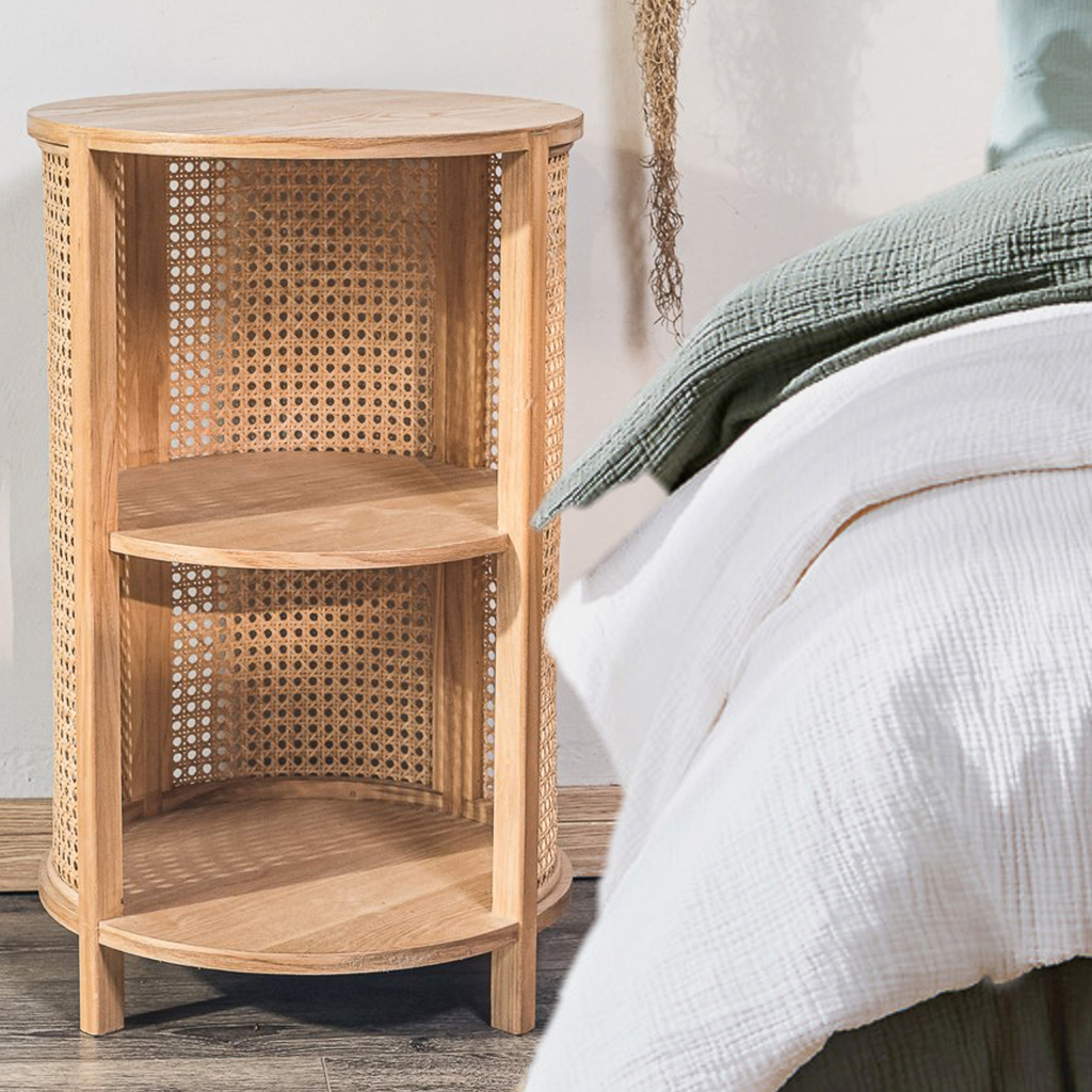 table de chevet cylindrique bois