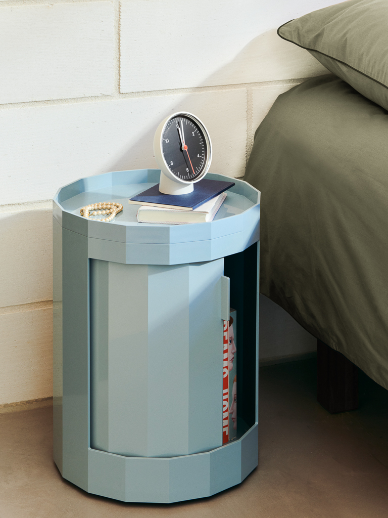 chevet forme cylindrique bleu ciel