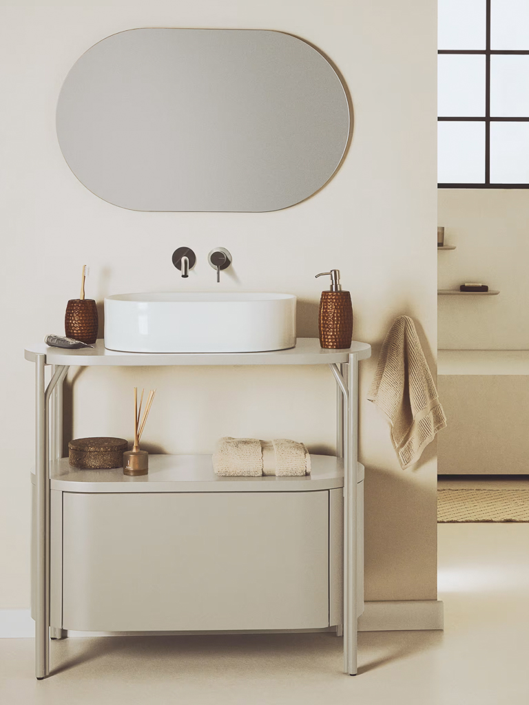 meuble de salle de bain beige