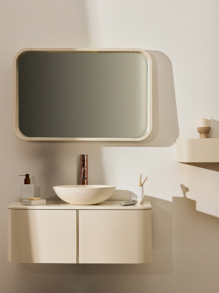 meuble de salle de bain beige