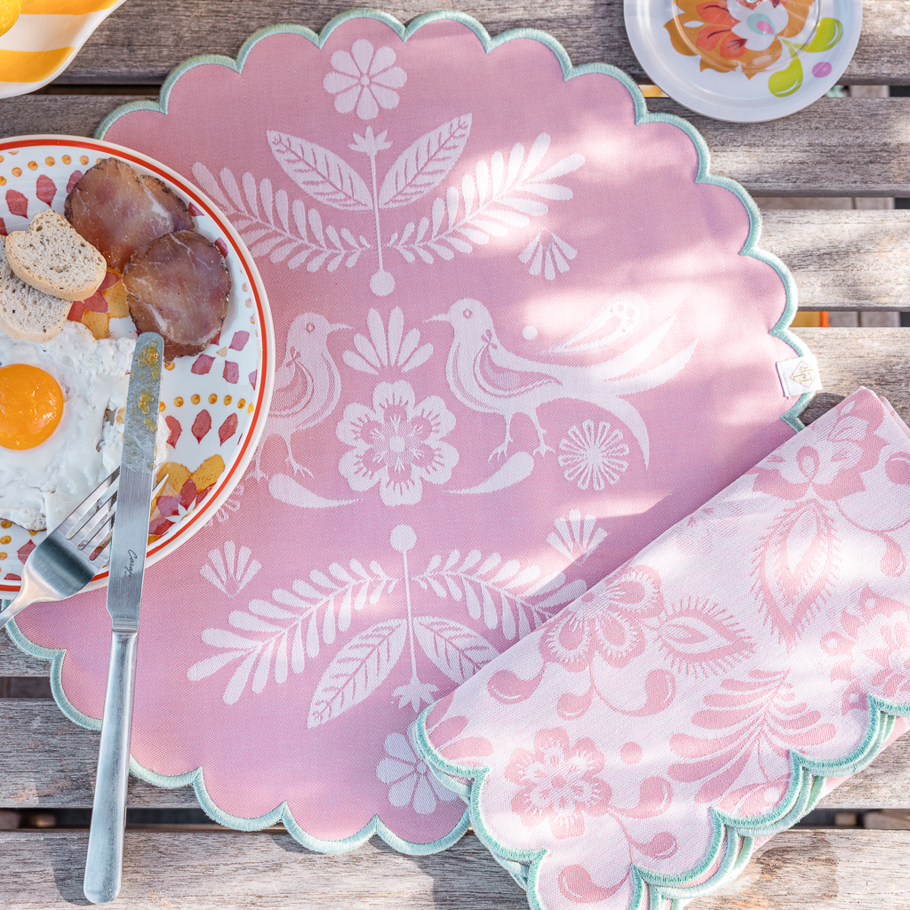 sets de table ronds couleur pastel